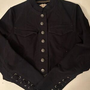 Free People Ella Sergeant Military Jacket -Navy (M)